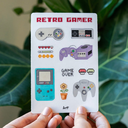 Retro Gamer Matte Vinyl Waterproof Sticker Sheet (Matte)