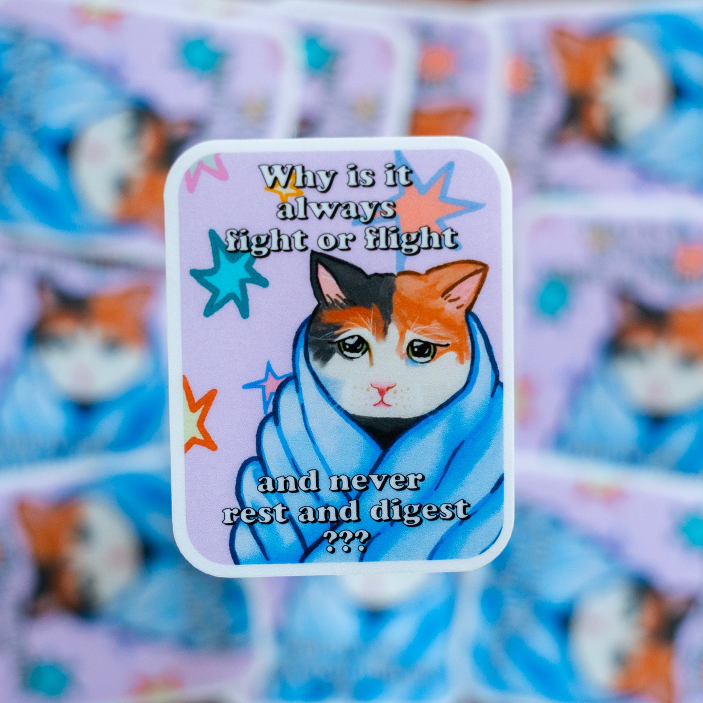 Fight or Flight Cat Vinyl Water-Resistant Sticker (Matte)