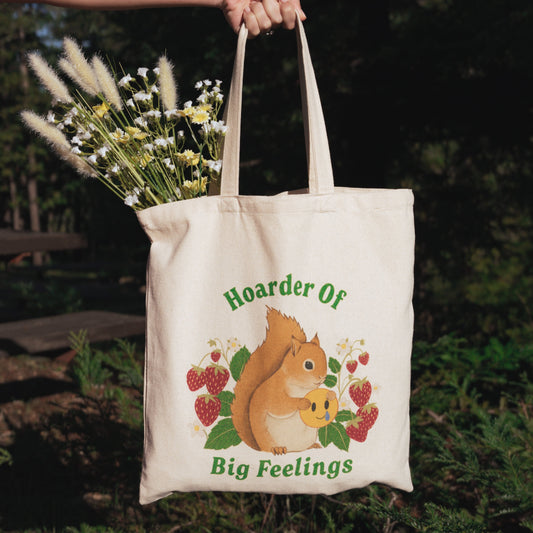 Hoarder of Big Feelings Squirrel Canvas Tote Bag