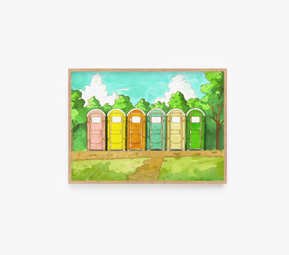 "Porta Party" Watercolor Art Print | 5x7 or 8.5x 11 inches | Bathroom Wall Art