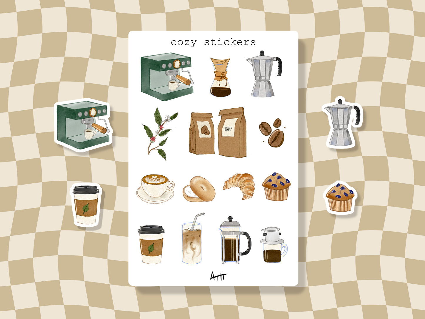 Cozy Coffee Matte Vinyl Waterproof Sticker Sheet (Matte)