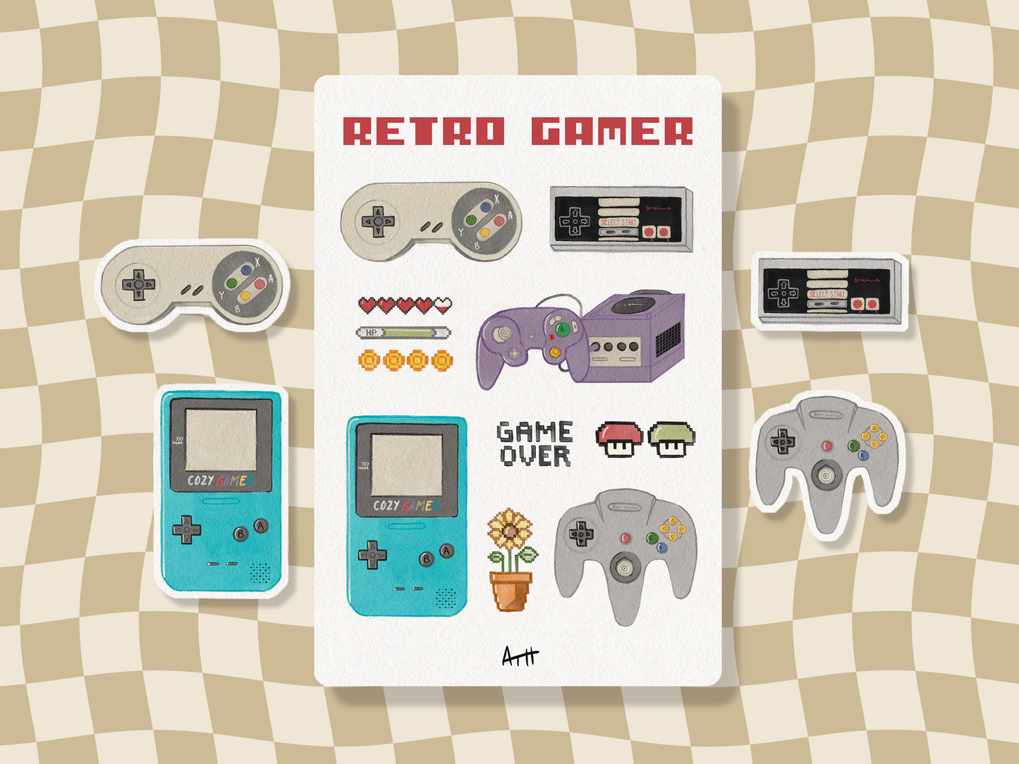 Retro Gamer Matte Vinyl Waterproof Sticker Sheet (Matte)