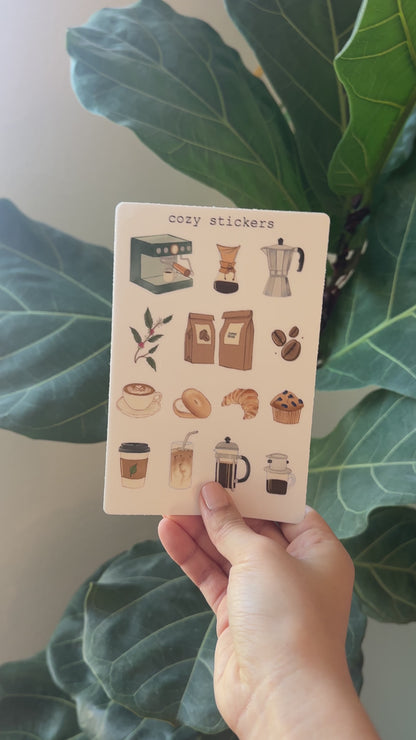 Cozy Coffee Matte Vinyl Waterproof Sticker Sheet (Matte)